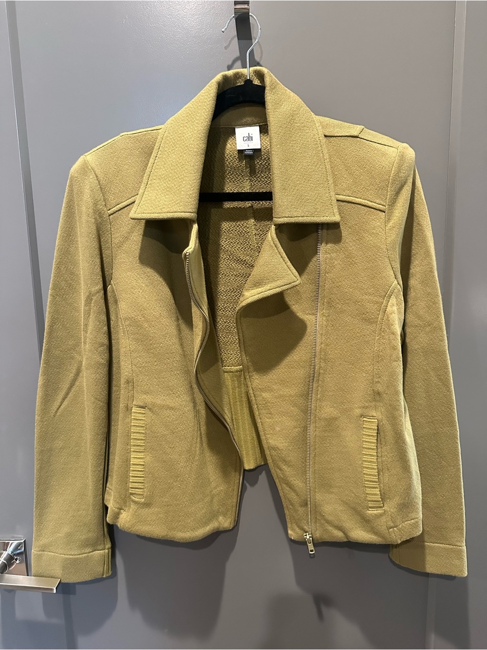 CAbi Olive Green Zip-Front Blazer Jacket